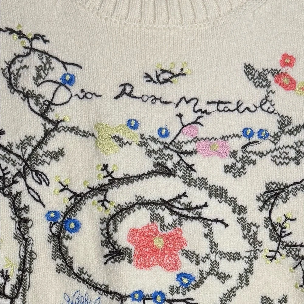 Christian Dior Embroidered crewneck cream sweater Small NWOT - Picture 3 of 15